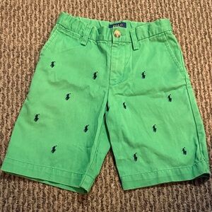Polo by Ralph Lauren Green Embroidered Pony Flat Front Shorts